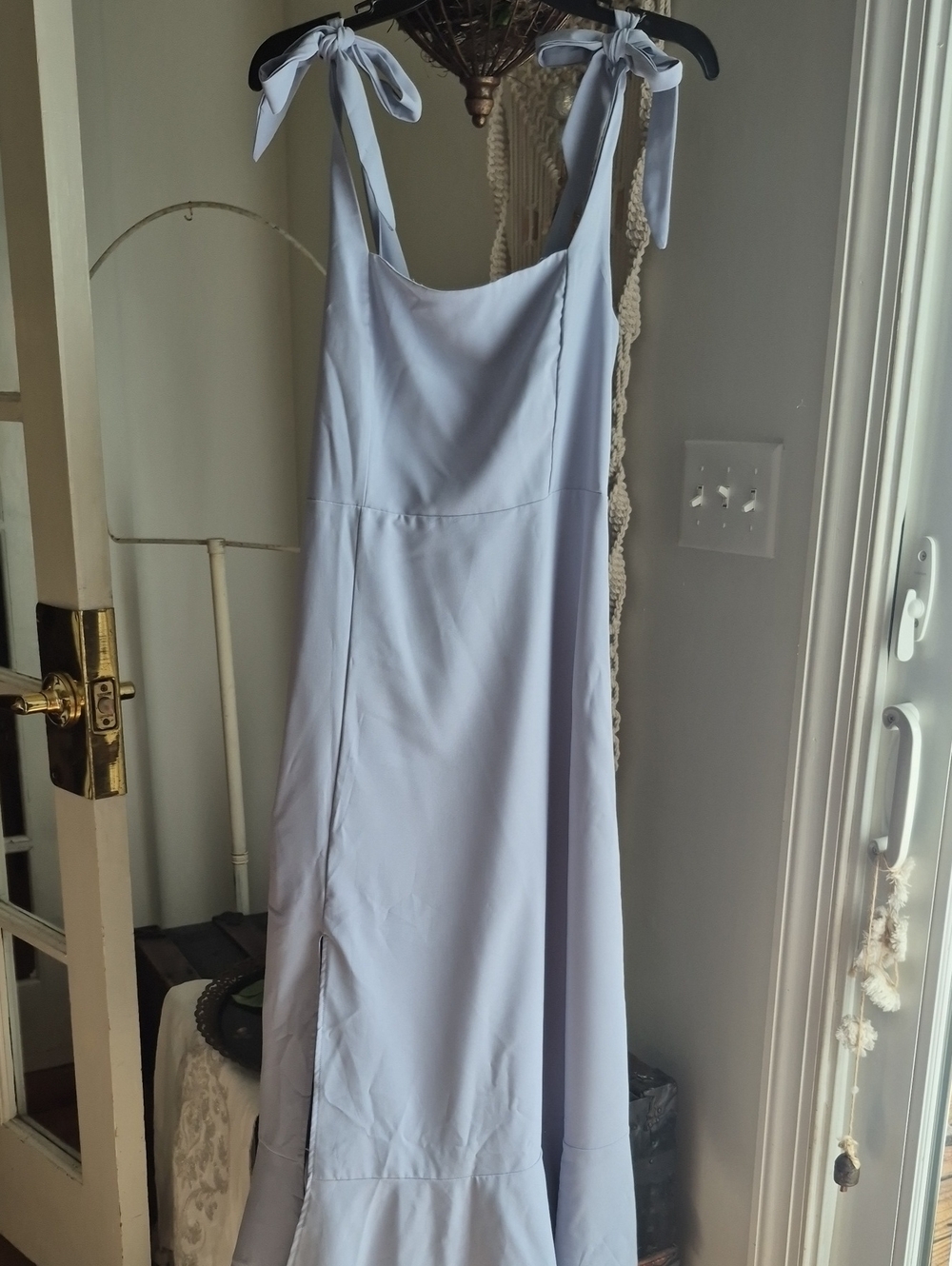 Light Periwinkle Nlue Tie-Shoulder Maxi Dress